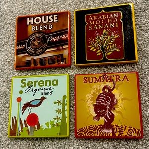 Set of Starbucks coasters.